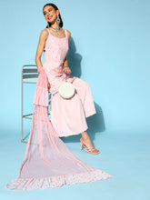 Women's Pink Printed Top to Toe Fusion Sharara Set with Dupatta-AHKUSH-COMBO-468-FF